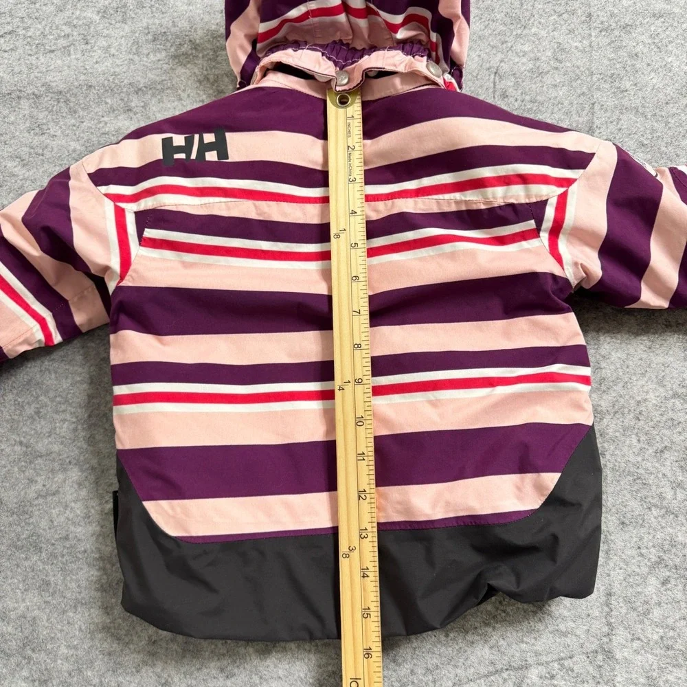 Helly Hansen Kids Ski Jacket Girls 86/1 Pink Striped‎ Waterproof Insulated Snow